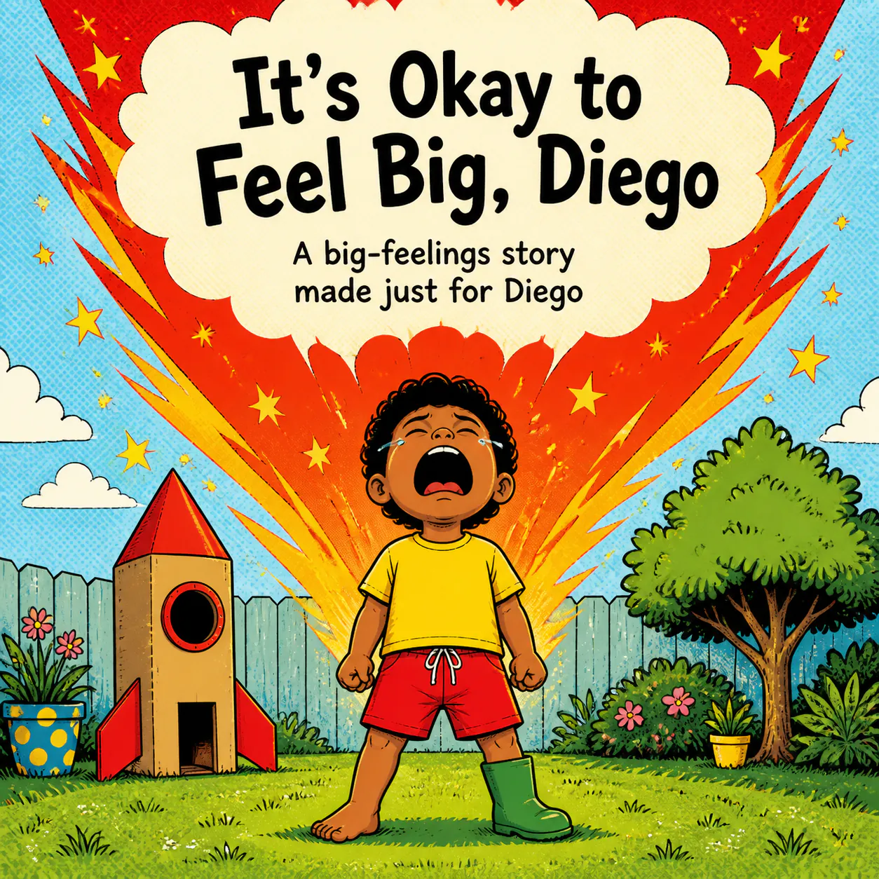 Personalized book cover for It's Okay to Feel Big — Comic in Comic illustration style