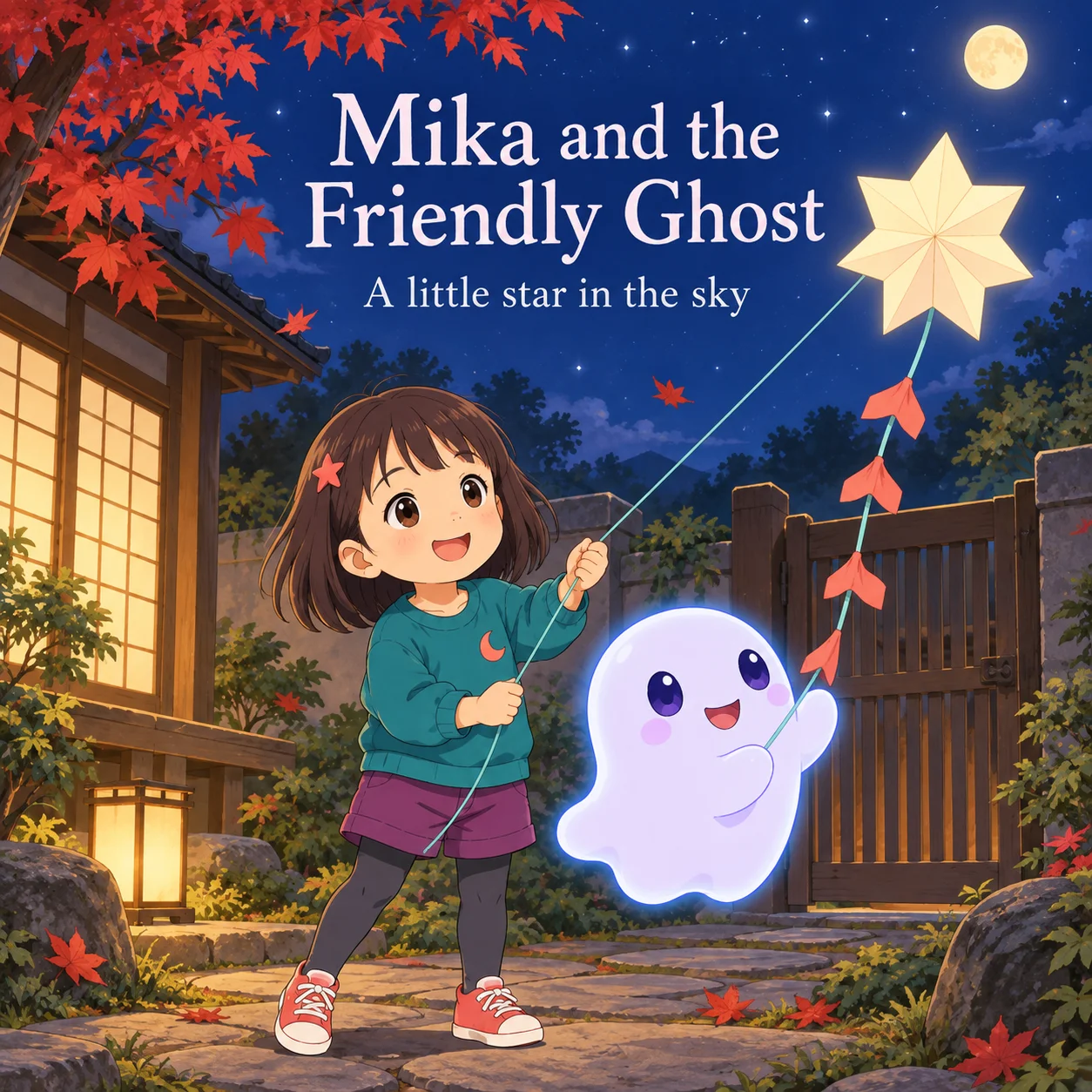 Personalized book cover for The Friendly Ghost — Anime in Anime illustration style