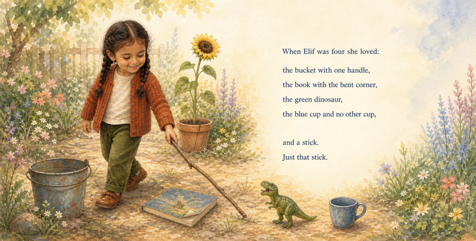 Personalized storybook inside spread 2 from The Year You Turned [Age] — watercolor