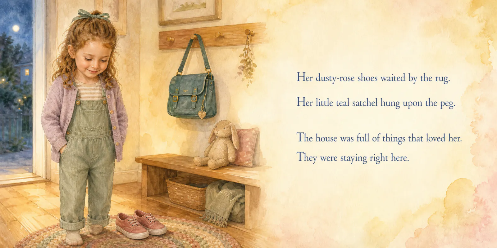 Personalized storybook inside spread 2 from The Brave — watercolor