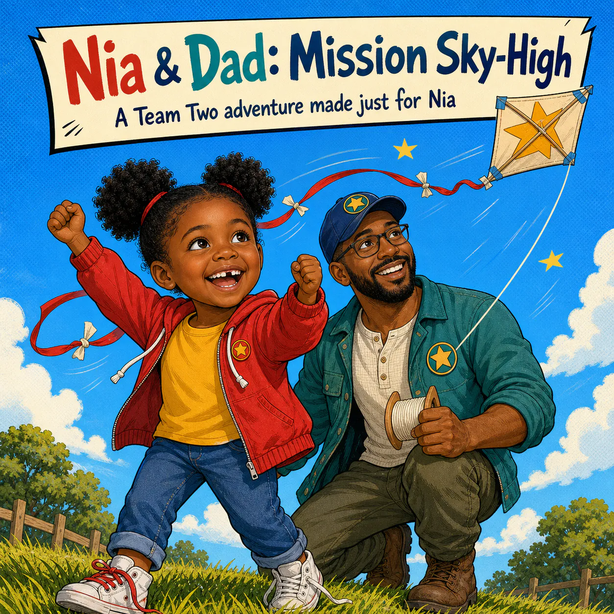 Personalized book cover for The Team-Up — comic in Comic illustration style