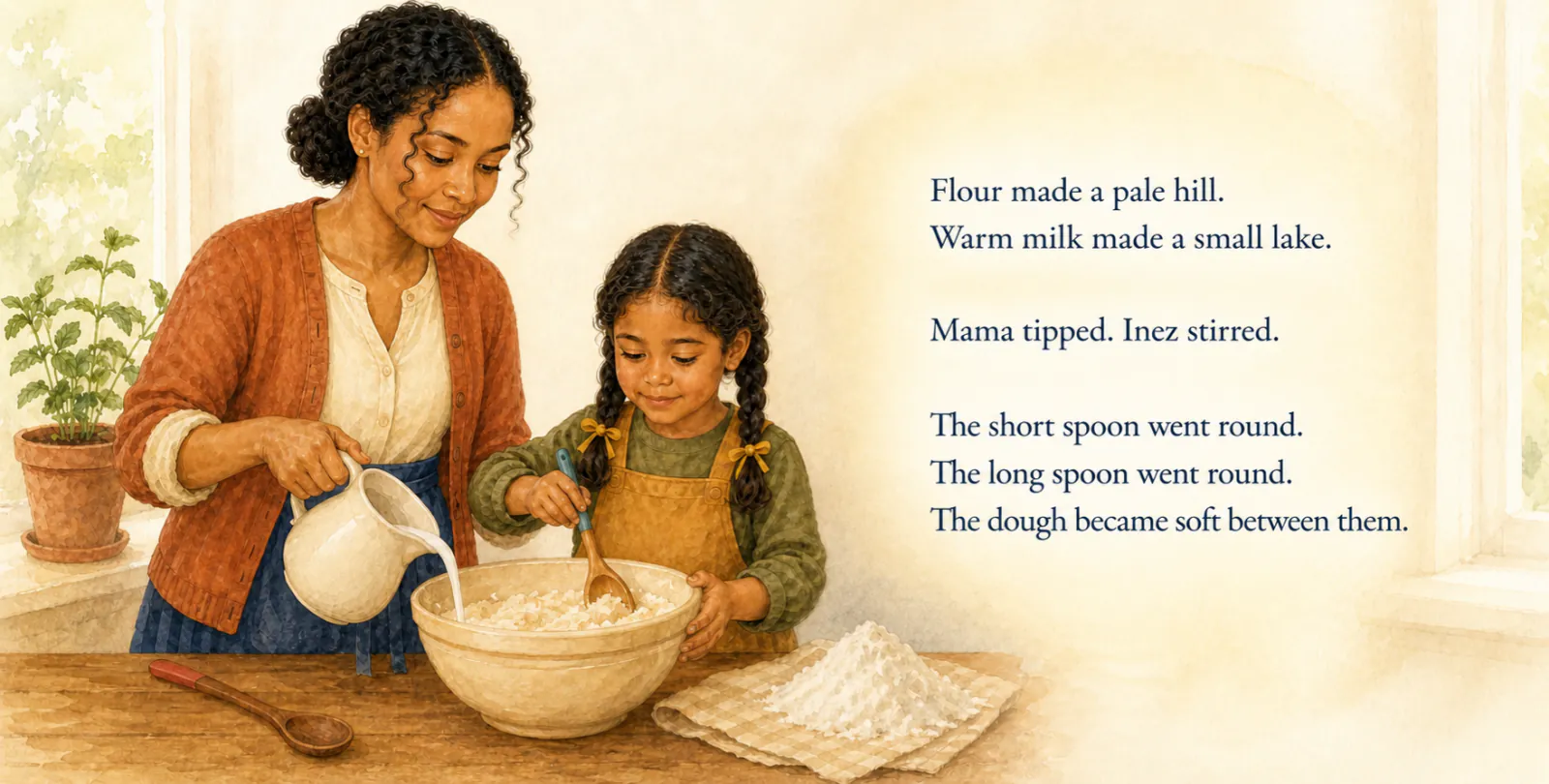 Personalized storybook inside spread 2 from The Team-Up β watercolor