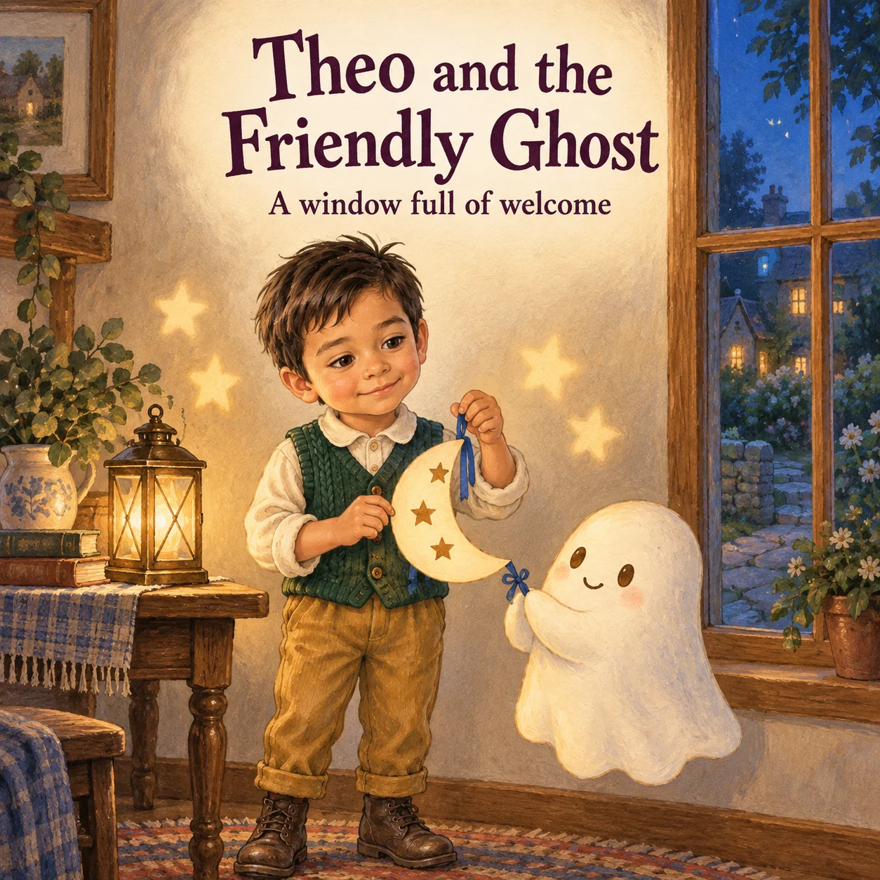 Personalized book cover for The Friendly Ghost — Classic in Classic Storybook illustration style