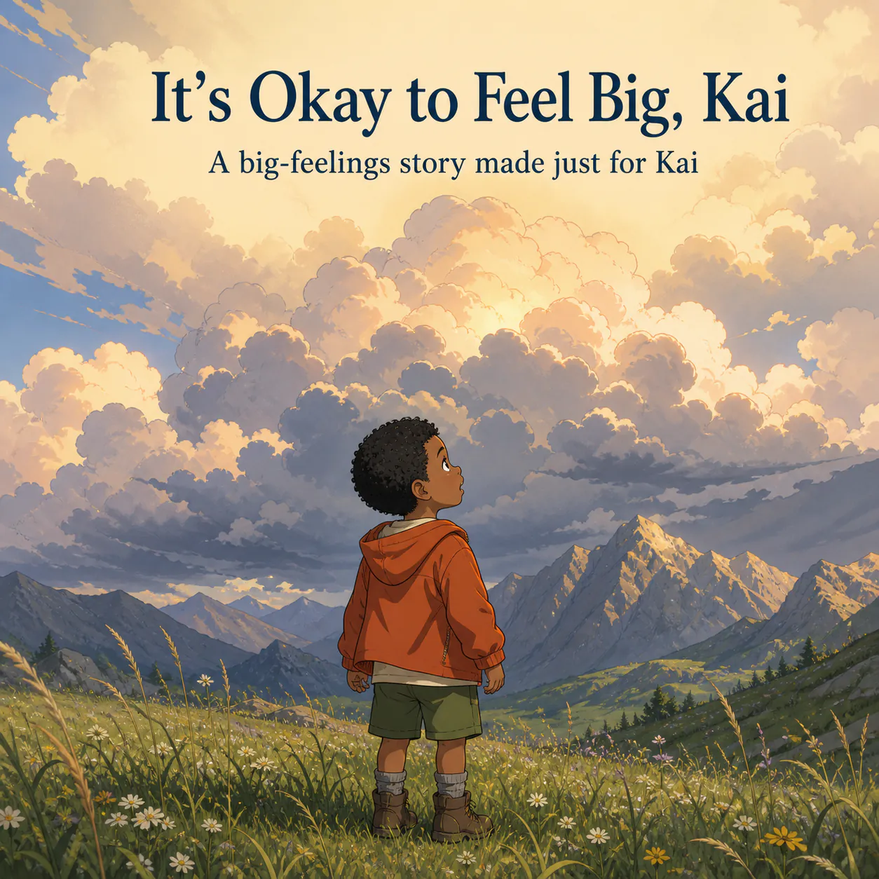 Personalized book cover for It's Okay to Feel Big — Anime in Anime illustration style