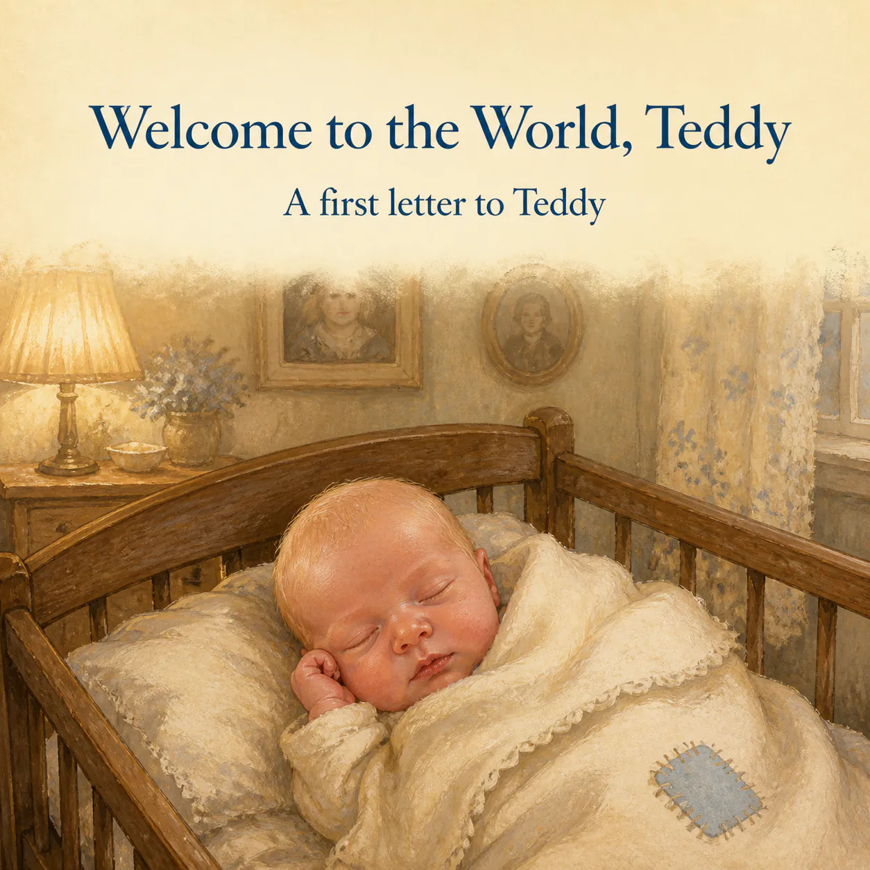 Personalized book cover for Welcome to the World — Classic in Classic Storybook illustration style