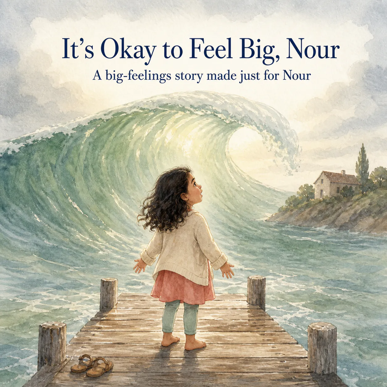 Personalized children's book cover for It's Okay to Feel Big in Watercolor style