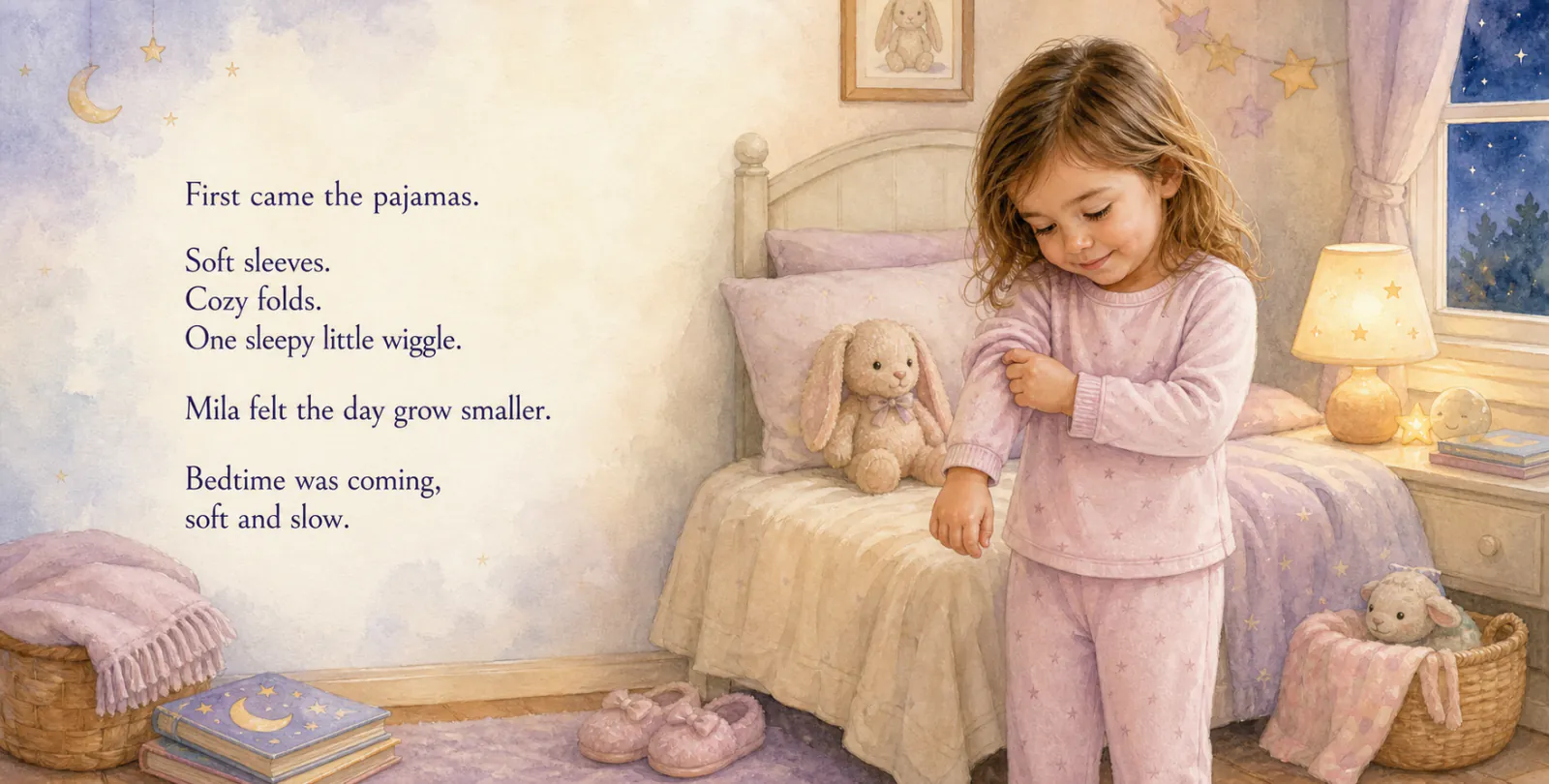 Personalized storybook inside spread 3 from Goodnight β watercolor