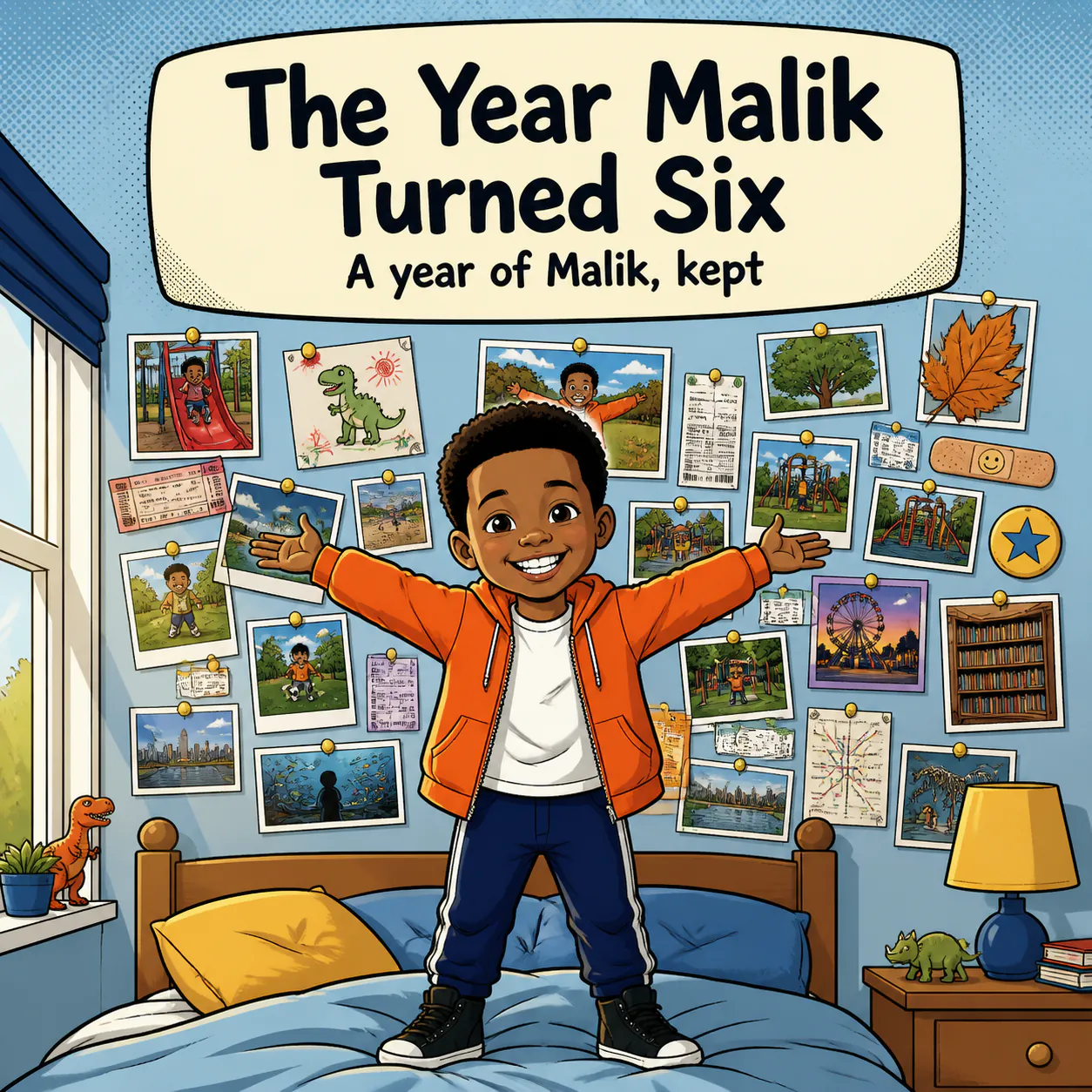 Personalized book cover for The Year You Turned [Age] — comic in Comic illustration style
