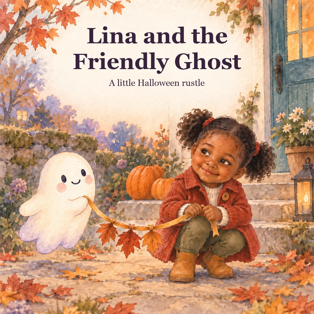 Personalized hardcover book cover for The Friendly Ghost — Watercolor