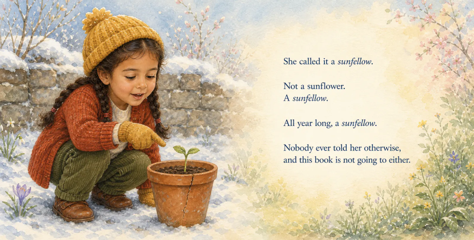 Personalized storybook inside spread 4 from The Year You Turned [Age] — watercolor